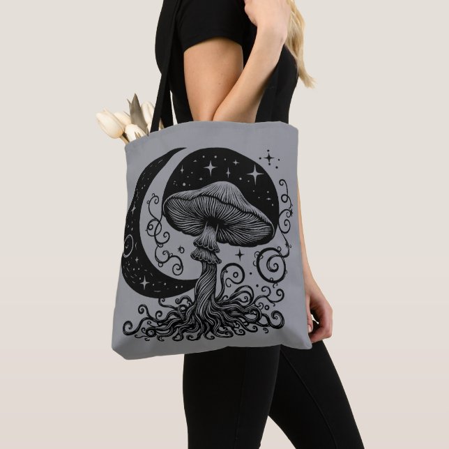 Moon and Stars Mushroom  Tote Bag (Close Up)