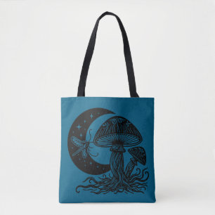 Moon and Stars Mushroom  Tote Bag