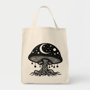 Moon and Stars Mushroom Tote Bag