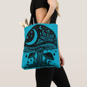 Moon and Stars Mushroom Tote Bag