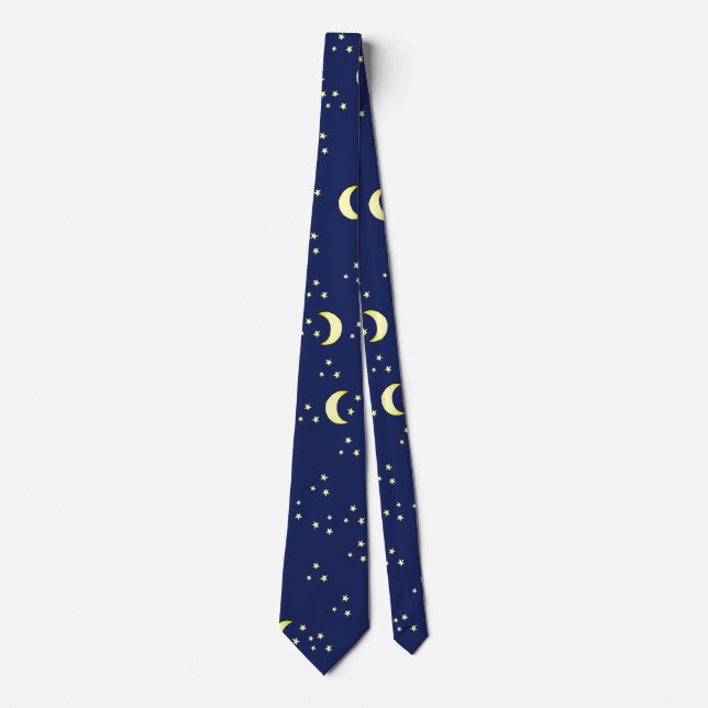 Moon and Stars night Moonchild pattern Tie (Front)