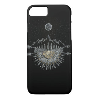Moon and Stars Night Sky Mountain Range Mandala iPhone 8/7 Case