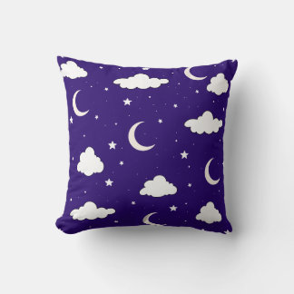 Moon and Stars Night Sky Throw Pillow