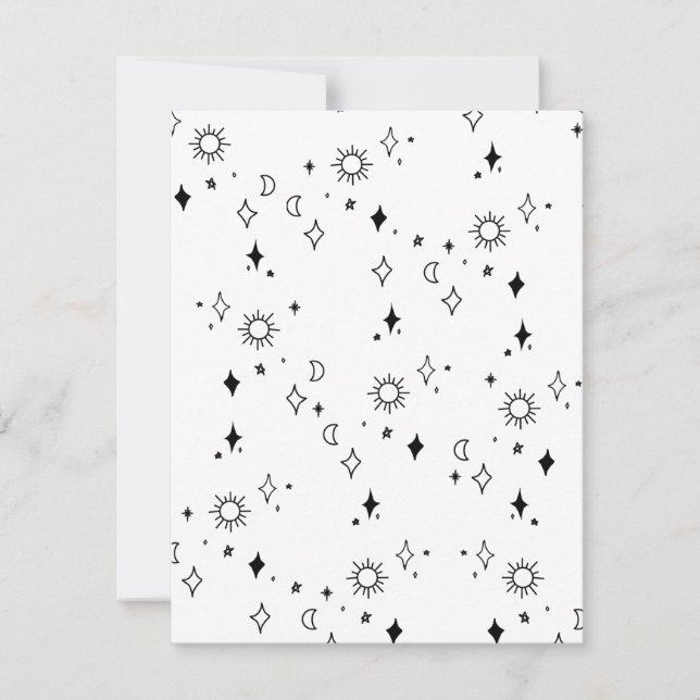 Moon And Stars Note Card (Front)
