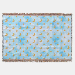 Moon and Stars Pattern Throw Blanket