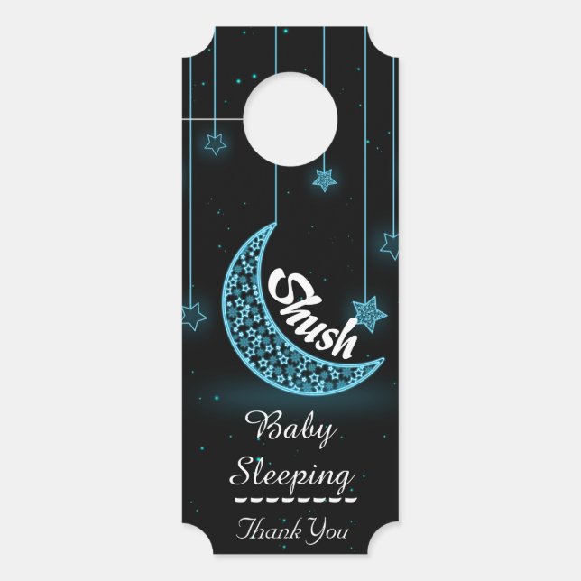 Moon and Stars Personalised Nursery Door Hanger (Front)