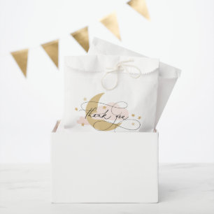 Moon and Stars Pink Script Baby Shower Thank You Favour Bag