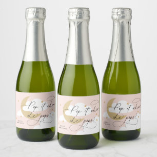 Moon and Stars Pink Script Pop It When She Pops Ch Sparkling Wine Label