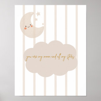 Moon and Stars Poster Nursery Neutral Colours