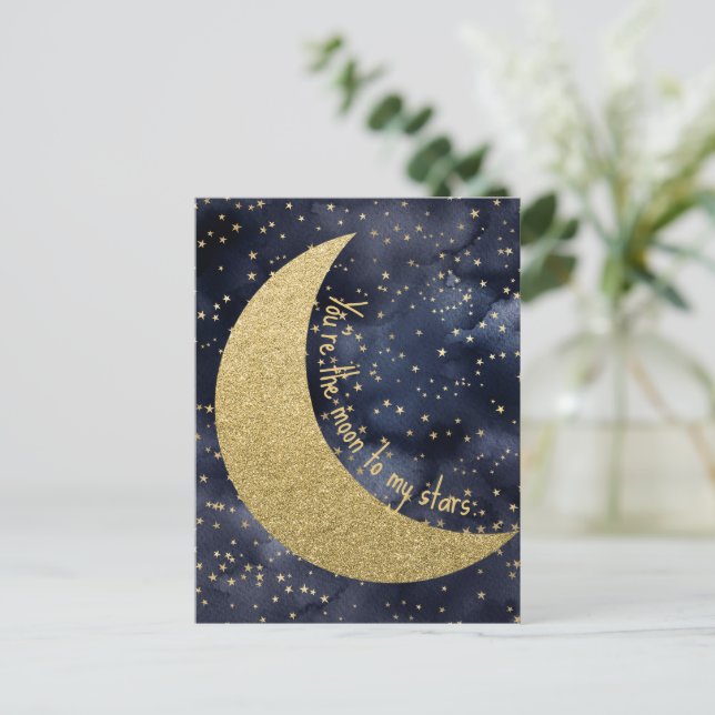 Moon and Stars Romantic Love Postcard (Standing Front)