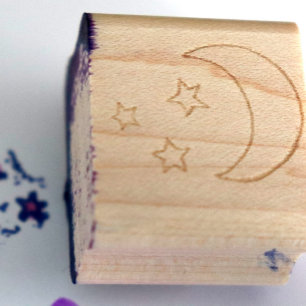 Moon and Stars Rubber Stamp