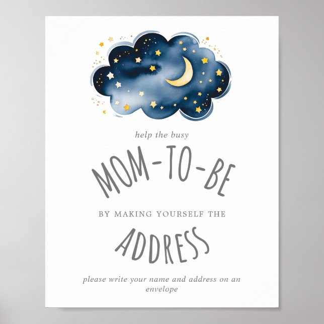 Moon and Stars Shower Address an Envelope Sign (Front)