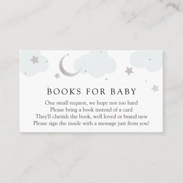 Moon and Stars Silver Books for Baby insert card (Front)