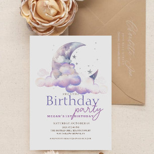 Moon and Stars Space Birthday Party Invitation