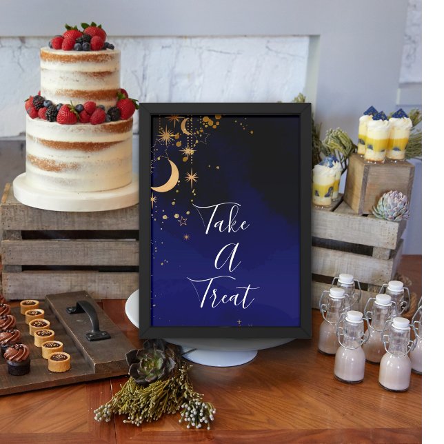 Moon and stars take a treat sign poster (Creator Uploaded)