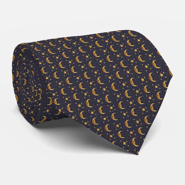 Moon and Stars Tie (Rolled)