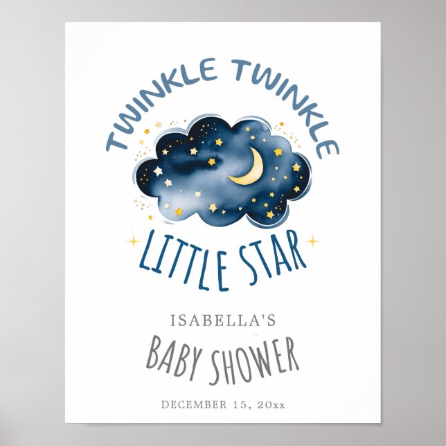 Moon and Stars Twinkle Twinkle Little Star Welcome Poster (Front)