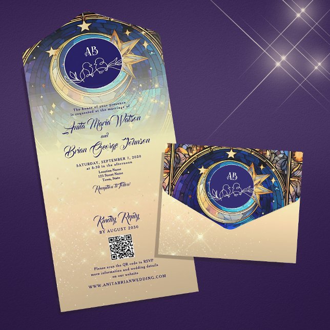 Moon and Stars Wedding All In One Invitation (Creator Uploaded)