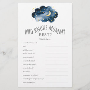 Moon and Stars Who Knows Mummy Best Trivia Game Flyer