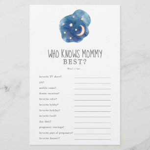 Moon and Stars Who Knows Mummy Best Trivia Game Flyer
