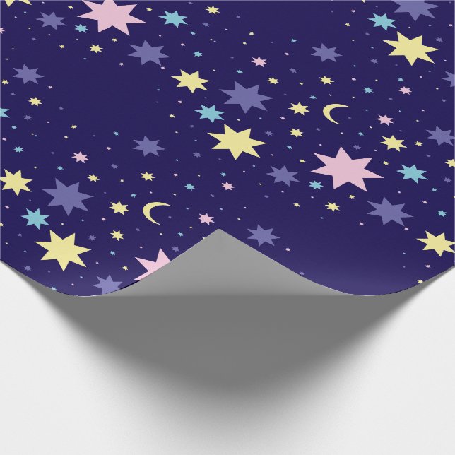 Moon and stars. wrapping paper (Corner)