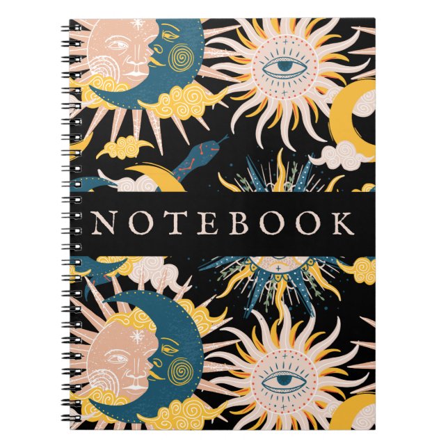 Moon and Sun Cosmic Vintage Notebook (Front)