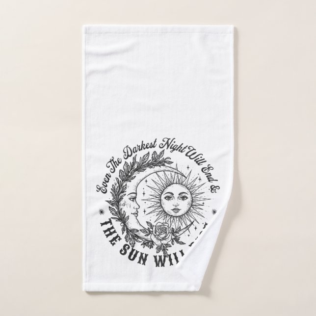 Moon and Sun Face Line Art T-Shirt – Celestial Ske Hand Towel (Hand Towel)