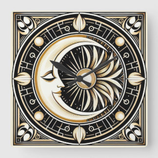 Moon and Sun motif AI Wall Clock