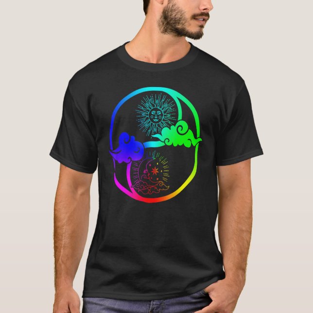 Moon And Sun Om Tree Of Life Buddhist Mandala Yin  T-Shirt (Front)