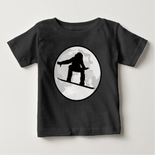 Moon and the Snowboarder Silhouette Baby T-Shirt