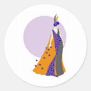 Moon and the Stars Classic Round Sticker