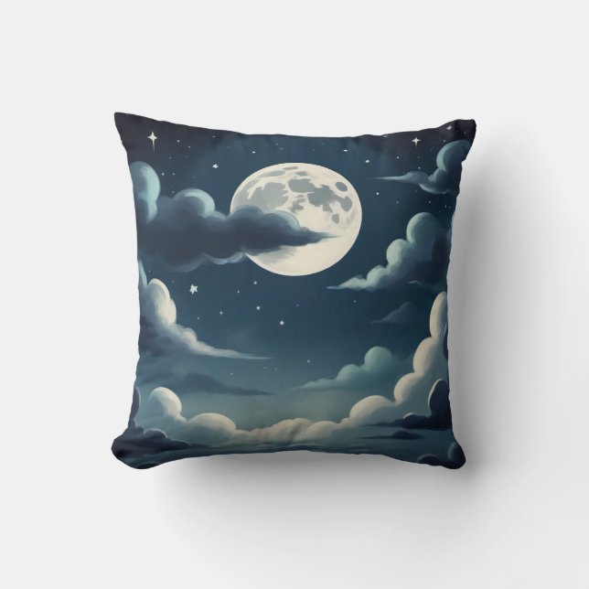 Moon Art Pillow - Celestial Lunar Phase Home Deco (Front)