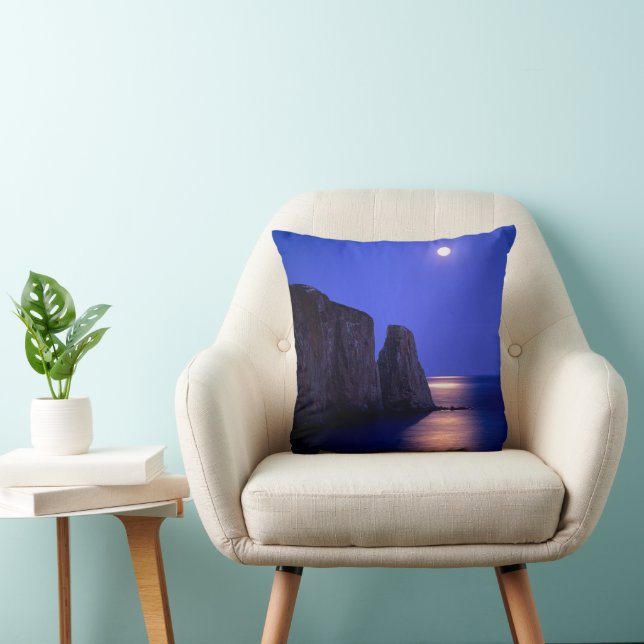 Moon At Dusk | Perce Rock Gaspe Coast Quebec Cushion (Chair)