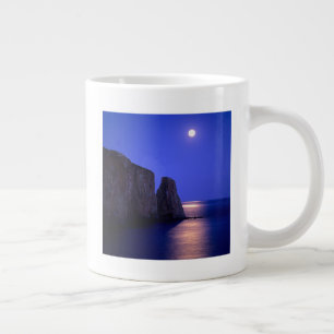 Moon At Dusk Perce Rock Gaspe Coast Quebec Large Coffee Mug