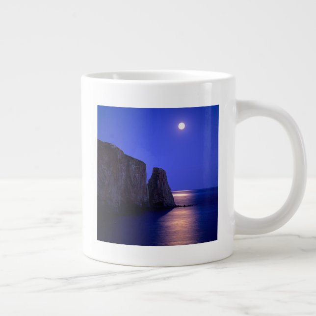 Moon At Dusk | Perce Rock Gaspe Coast Quebec Large Coffee Mug (Right)