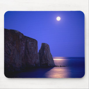 Moon At Dusk Perce Rock Gaspe Coast Quebec Mouse Pad
