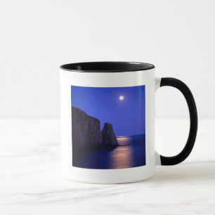 Moon At Dusk   Perce Rock Gaspe Coast Quebec Mug