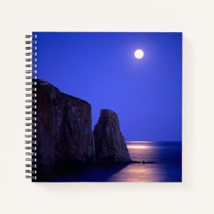 Moon At Dusk   Perce Rock Gaspe Coast Quebec Notebook
