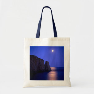 Moon At Dusk Perce Rock Gaspe Coast Quebec Tote Bag