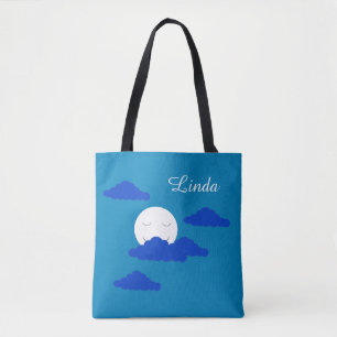 Moon at Early Dusk: Blue Tote Bag