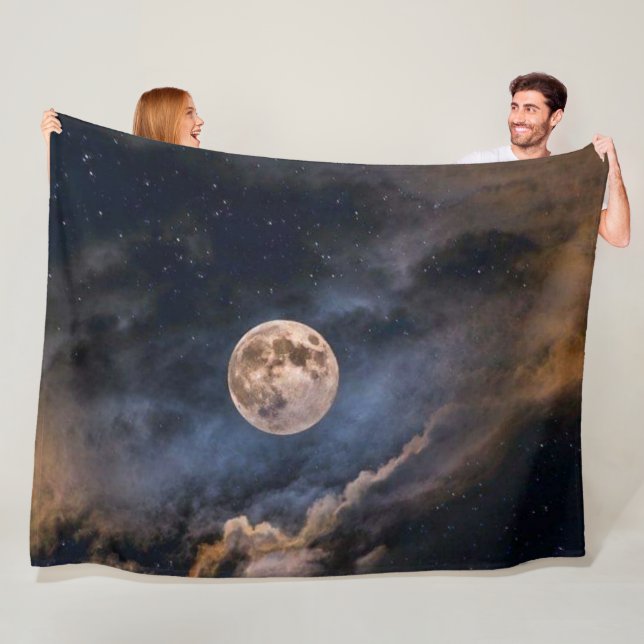 MOON at NIGHT Fleece Blanket (In Situ)