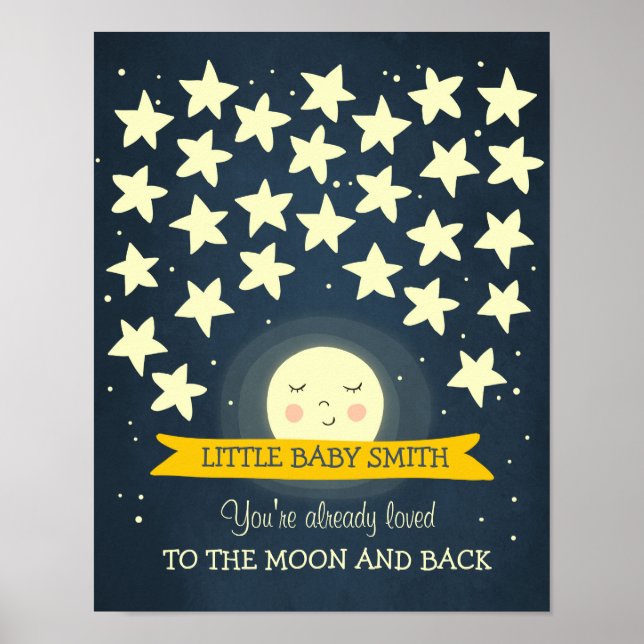 Moon Baby shower guestbook Stars To the moon (Front)