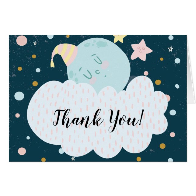 Moon Baby Shower Thank You Note (Front Horizontal)