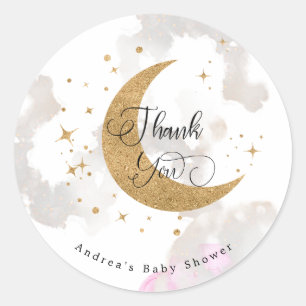 Moon baby shower Thank You Stickers