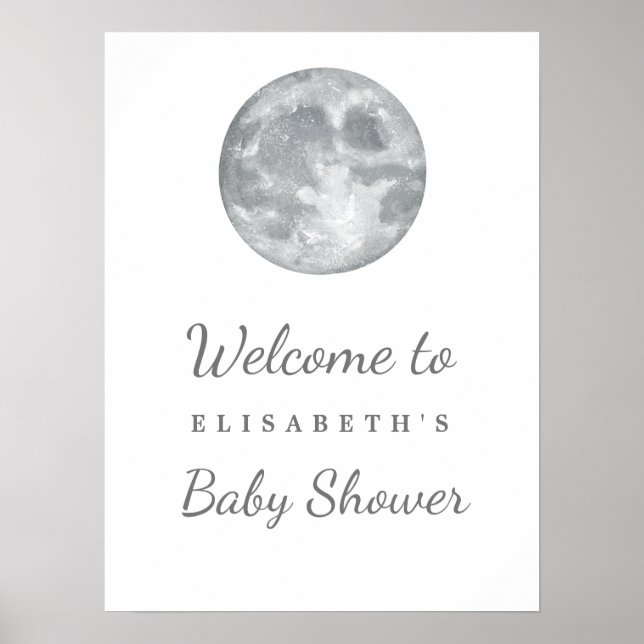 Moon Baby Shower Welcome Sign download (Front)