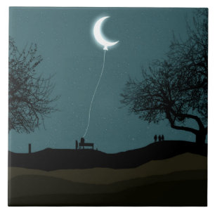 Moon Balloon Ceramic Tile