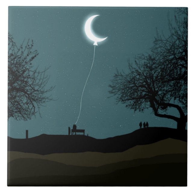 Moon Balloon Ceramic Tile (Front)