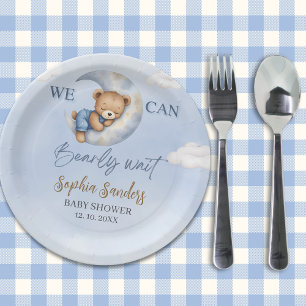Moon Bear Baby Shower Paper Plates