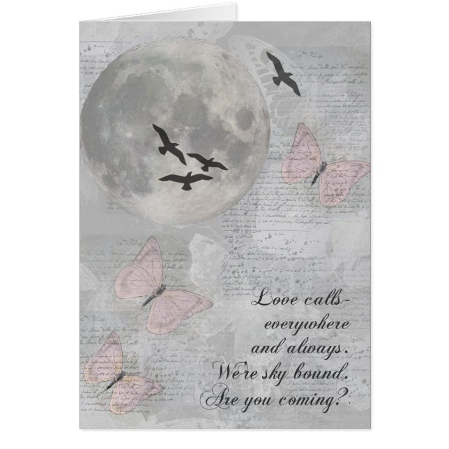 Moon Birds Love Calls Rumi Card (Front)