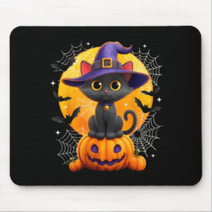 Moon Black Cat Witch Pumpkin Halloween Costumes Mouse Pad